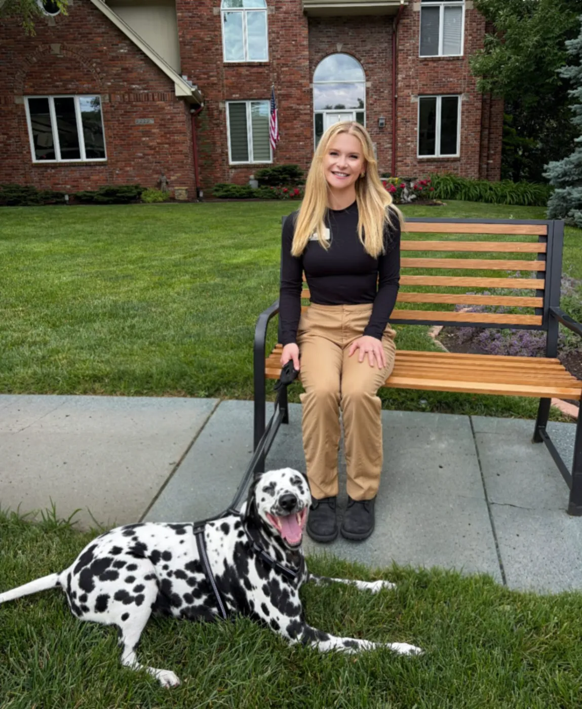 Lexie with a Dalmatian outside a Denver home — dog sitting for large breeds