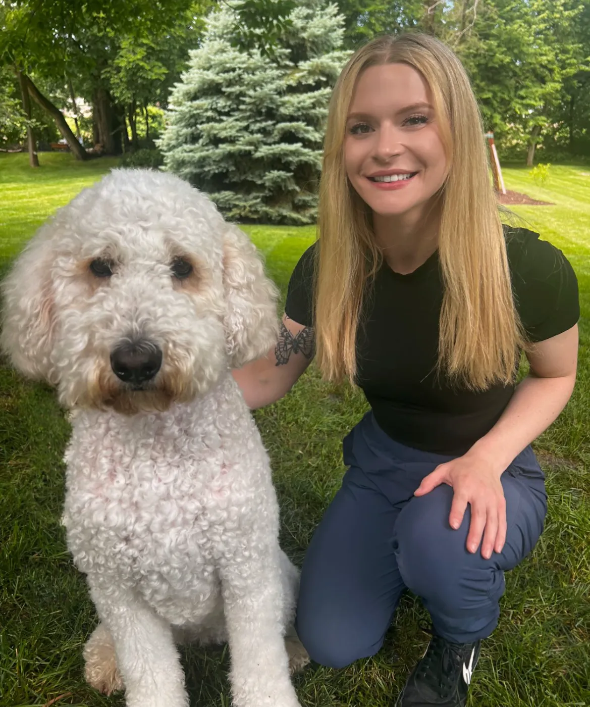 In-home dog sitting in Denver — Lexie with a white doodle